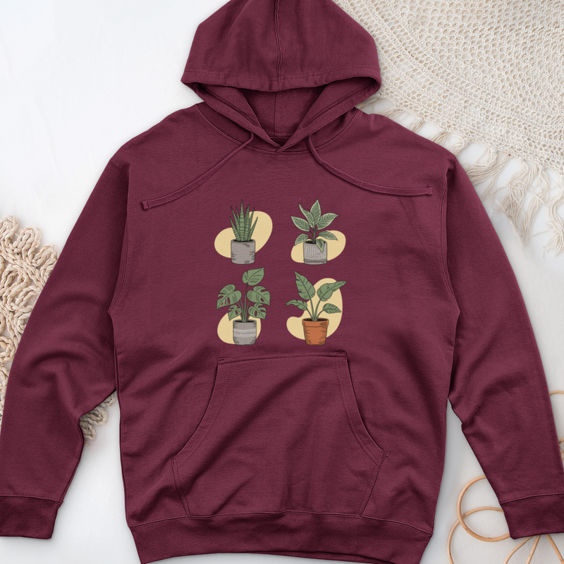 Indoor Potted Plants Midweight Hooded Sweatshirt