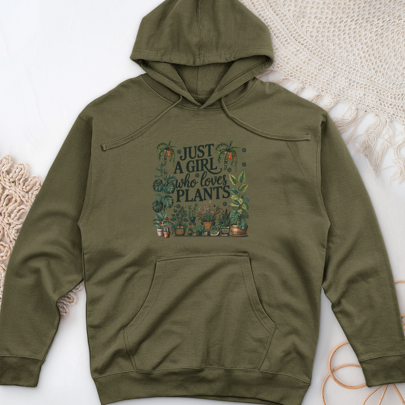 Just A Girl Who Loves Plants Midweight Hooded Sweatshirt