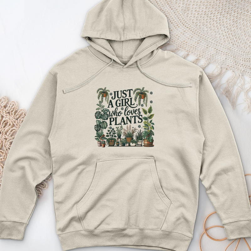 Just A Girl Who Loves Plants Midweight Hooded Sweatshirt