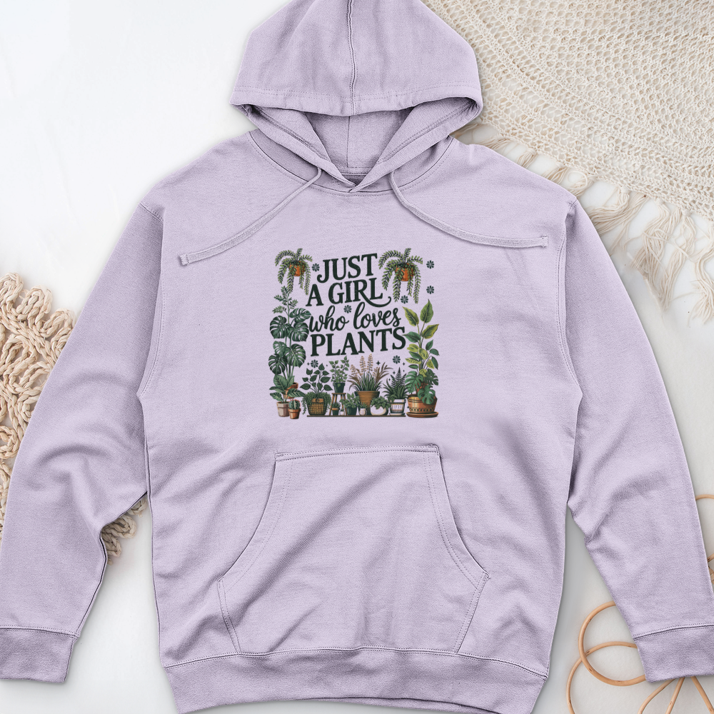 Just A Girl Who Loves Plants Midweight Hooded Sweatshirt