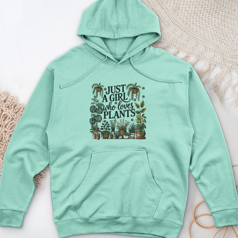 Just A Girl Who Loves Plants Midweight Hooded Sweatshirt