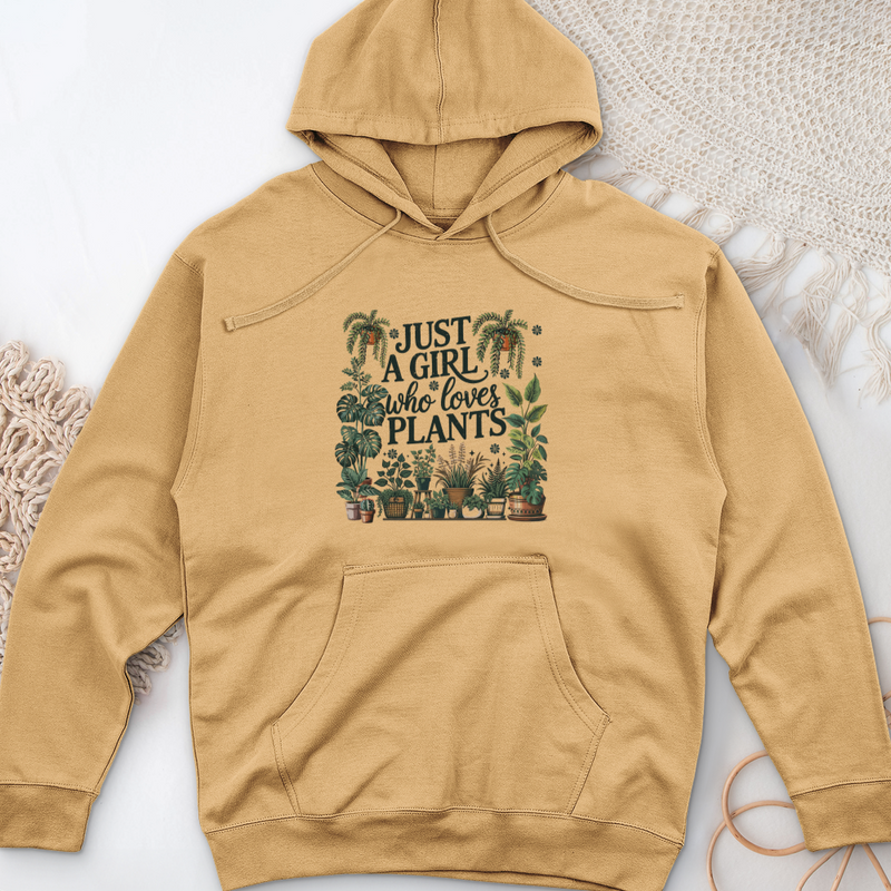 Just A Girl Who Loves Plants Midweight Hooded Sweatshirt