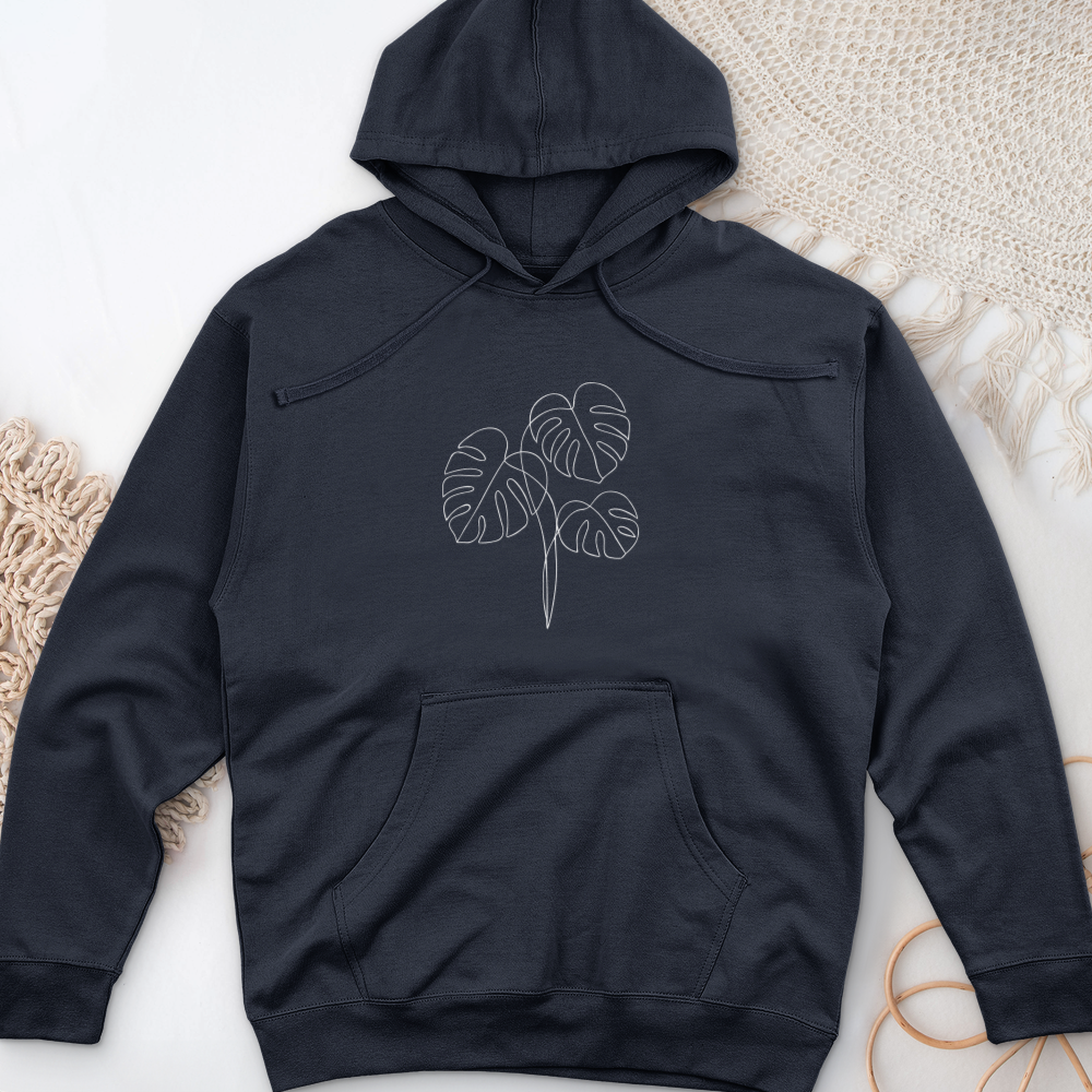 Monstera Line Art Midweight Hooded Sweatshirt