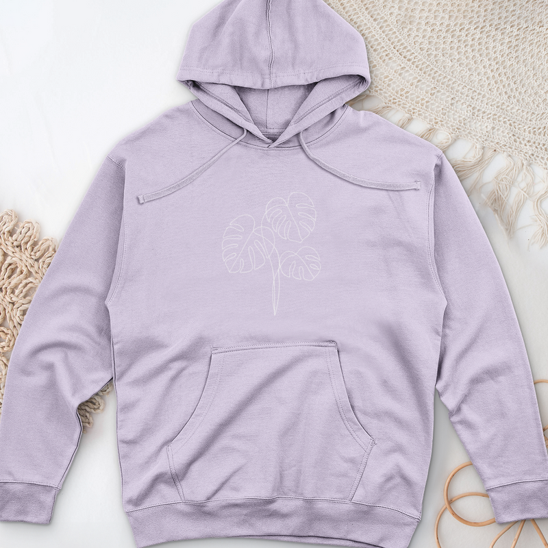 Monstera Line Art Midweight Hooded Sweatshirt