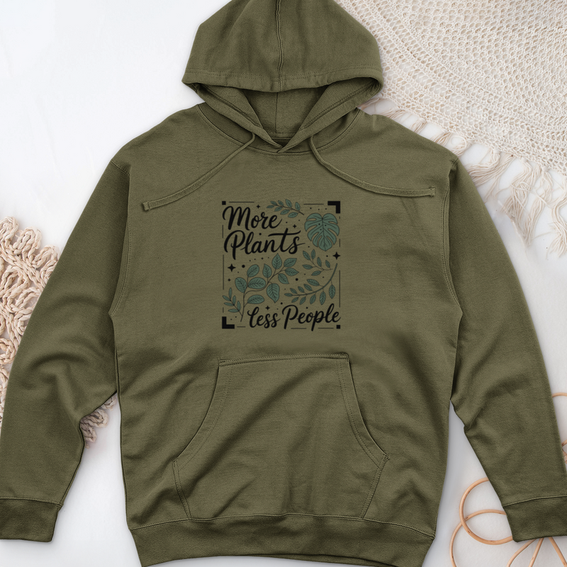 More Plants Less People Midweight Hooded Sweatshirt