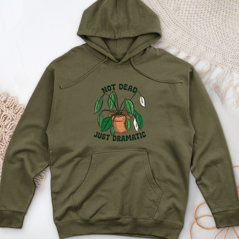 Not Dead Just Dramatic Midweight Hooded Sweatshirt