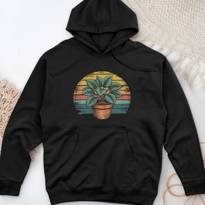 Peace Lily Plant Midweight Hooded Sweatshirt