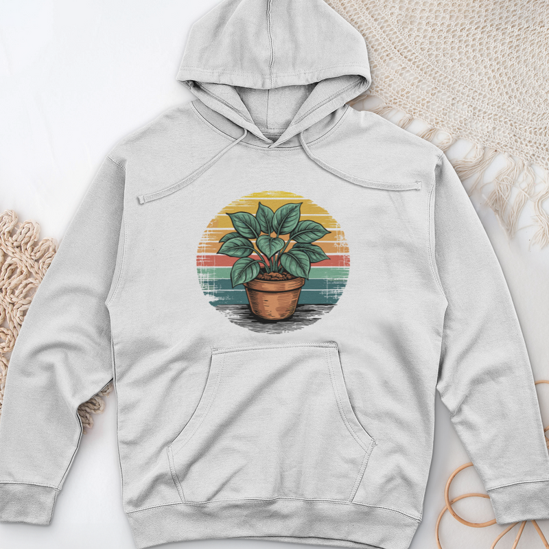 Peace Lily Plant Midweight Hooded Sweatshirt