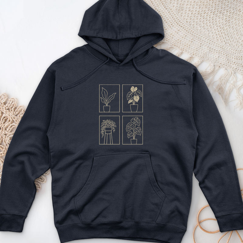 Houseplant Set Midweight Hooded Sweatshirt