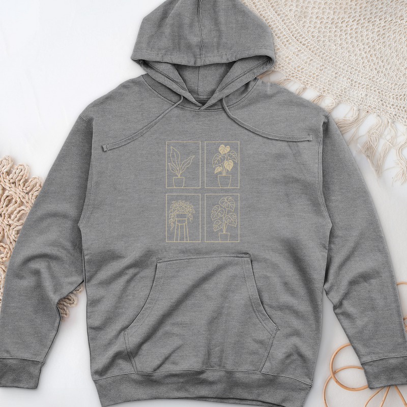 Houseplant Set Midweight Hooded Sweatshirt