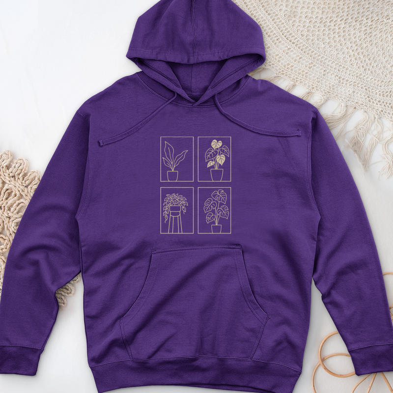 Houseplant Set Midweight Hooded Sweatshirt