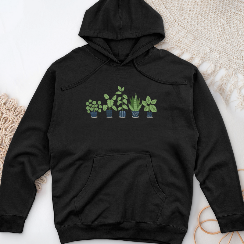 Potted Houseplants Midweight Hooded Sweatshirt
