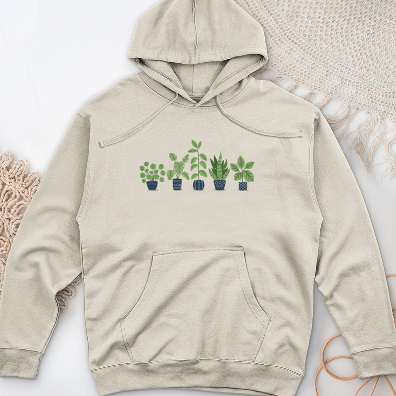Potted Houseplants Midweight Hooded Sweatshirt