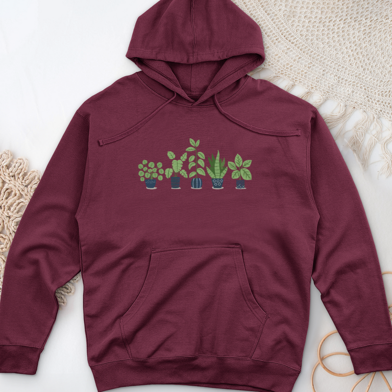 Potted Houseplants Midweight Hooded Sweatshirt
