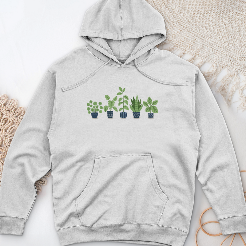 Potted Houseplants Midweight Hooded Sweatshirt