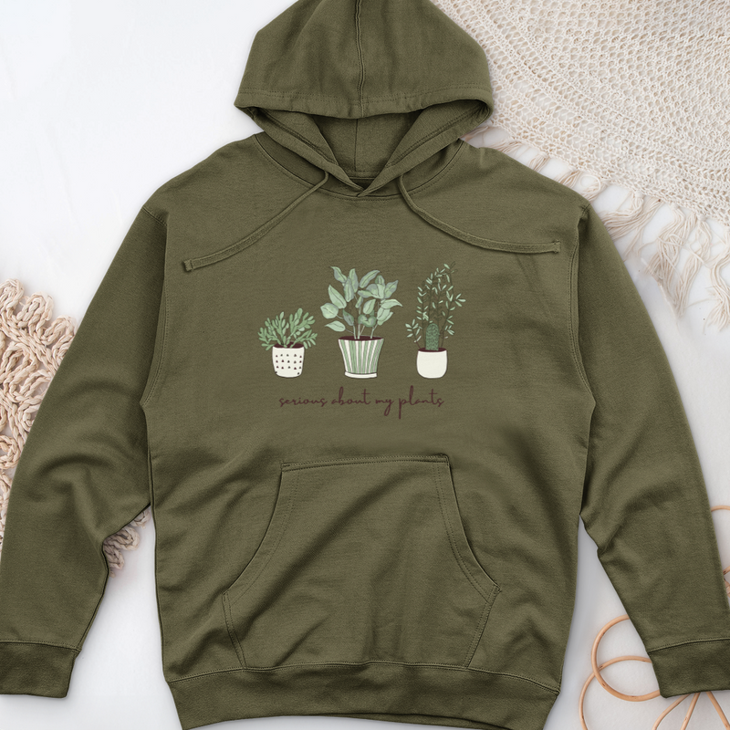 Serious About My Plant Midweight Hooded Sweatshirt