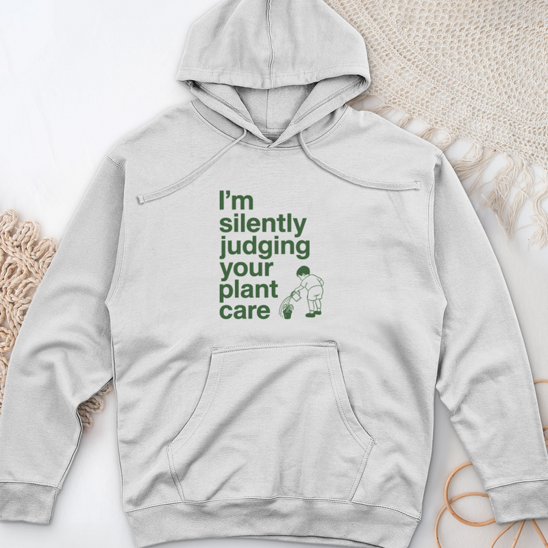 Silently Judging Your Plant Care Midweight Hooded Sweatshirt