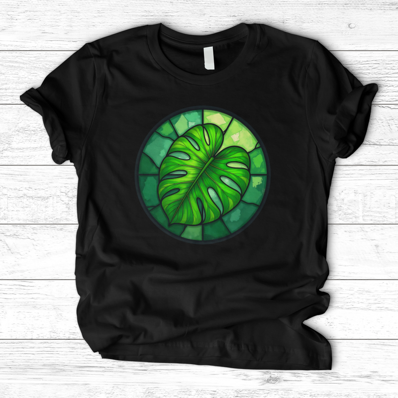 Stained Glass Monstera Leaf T-Shirt