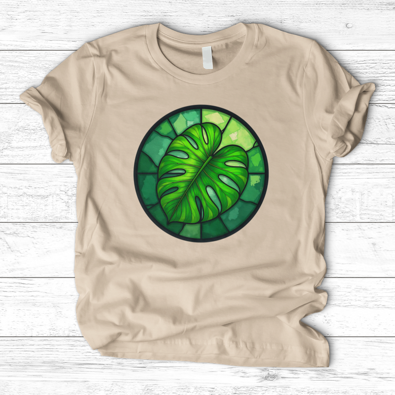 Stained Glass Monstera Leaf T-Shirt