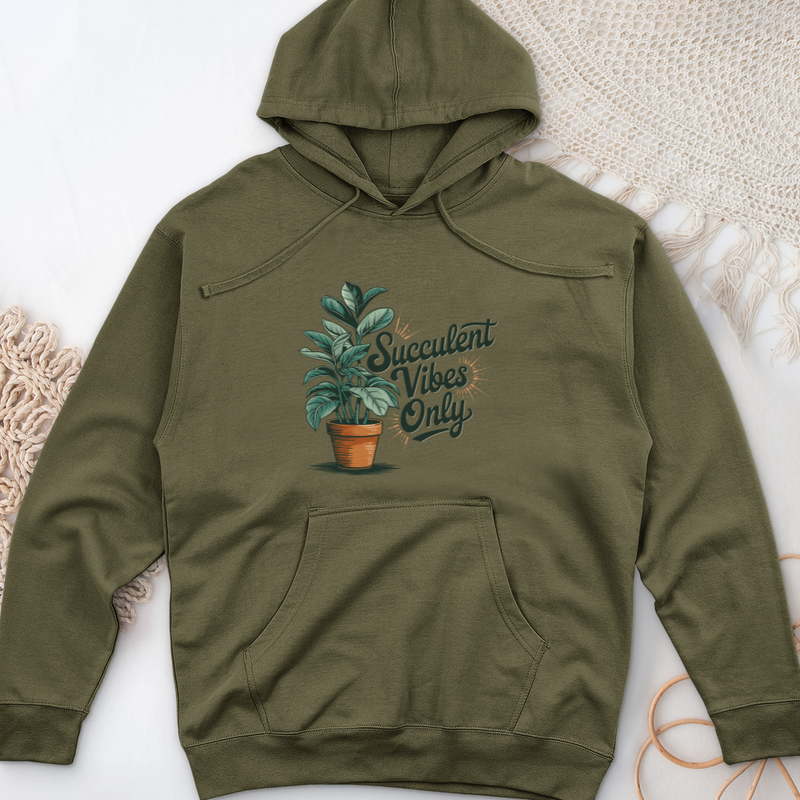 Succulent Vibes Only Midweight Hooded Sweatshirt