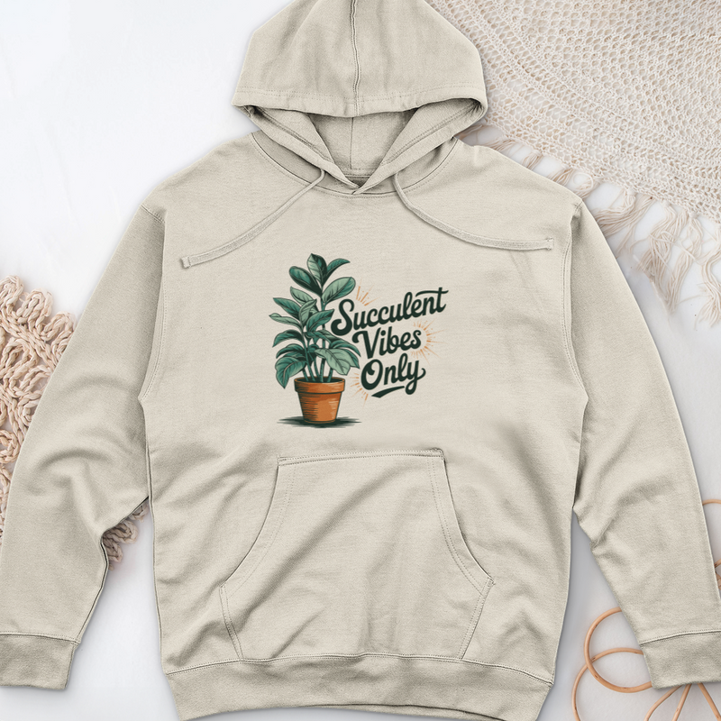 Succulent Vibes Only Midweight Hooded Sweatshirt