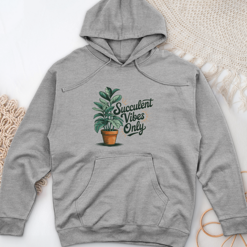 Succulent Vibes Only Midweight Hooded Sweatshirt