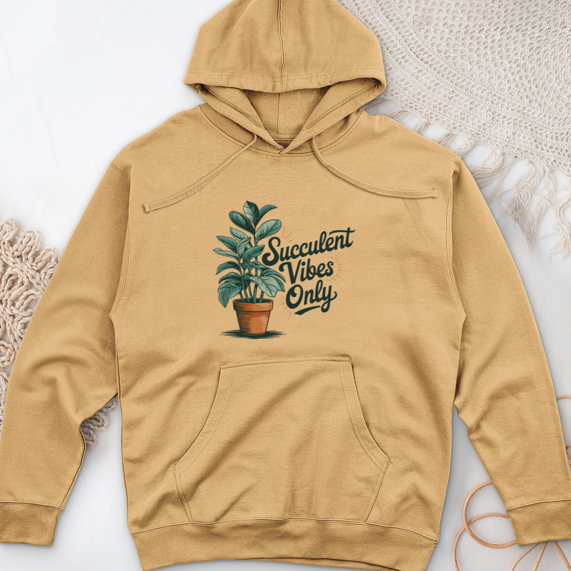 Succulent Vibes Only Midweight Hooded Sweatshirt