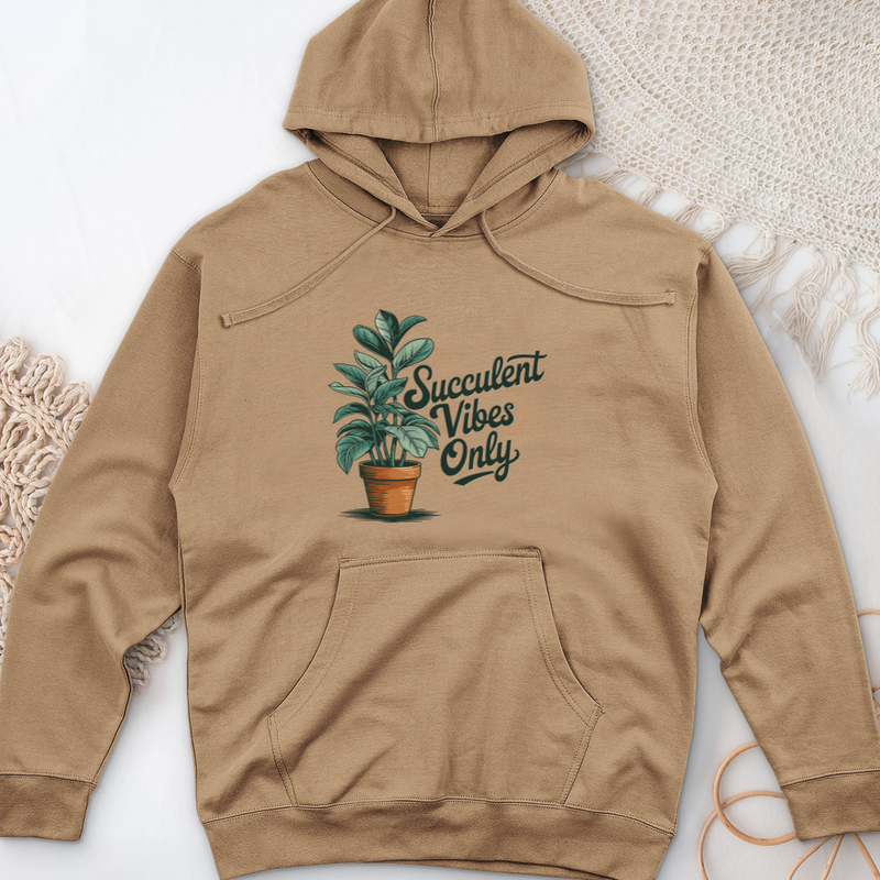 Succulent Vibes Only Midweight Hooded Sweatshirt