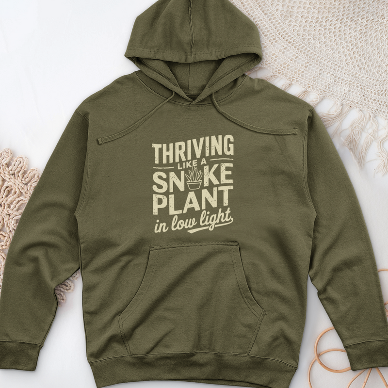 Thriving like a Snake Plant in Low Light Midweight Hooded Sweatshirt