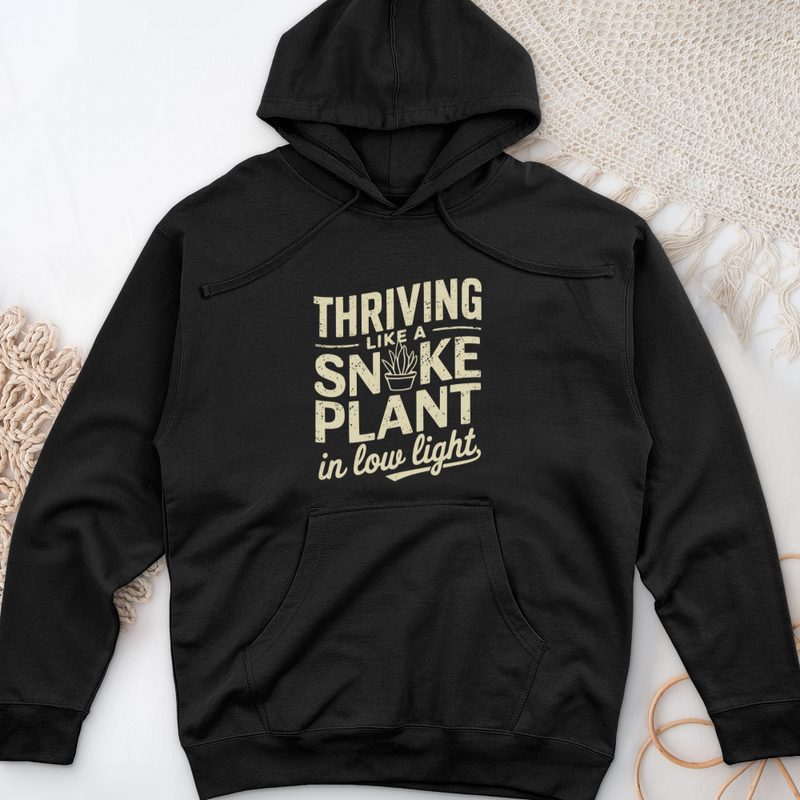 Thriving like a Snake Plant in Low Light Midweight Hooded Sweatshirt