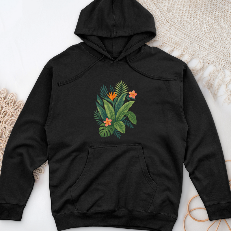 Tropical Banana Monstera Midweight Hooded Sweatshirt