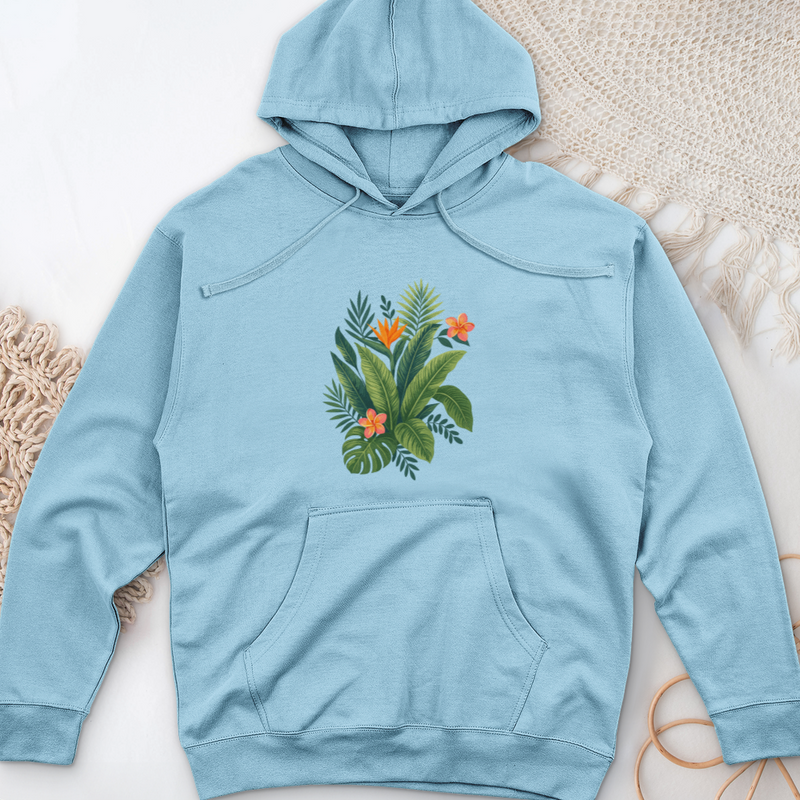 Tropical Banana Monstera Midweight Hooded Sweatshirt