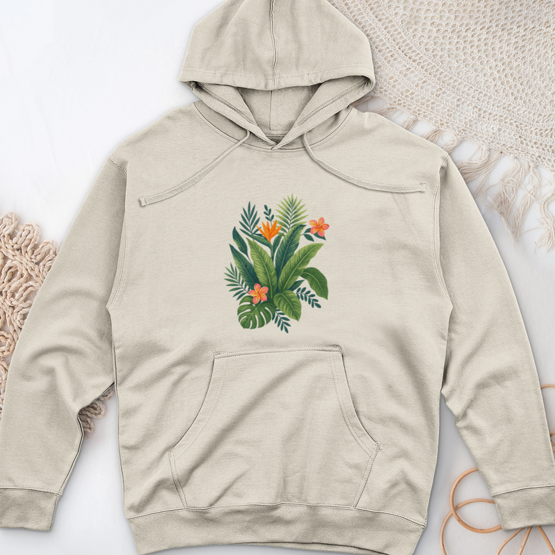 Tropical Banana Monstera Midweight Hooded Sweatshirt