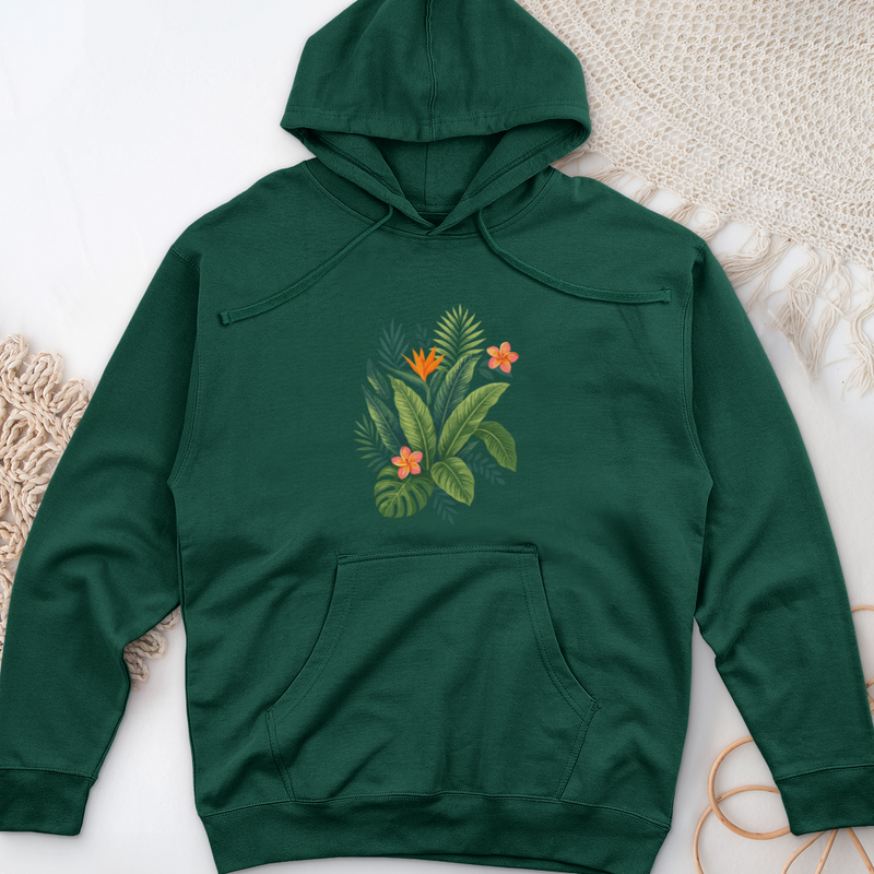 Tropical Banana Monstera Midweight Hooded Sweatshirt