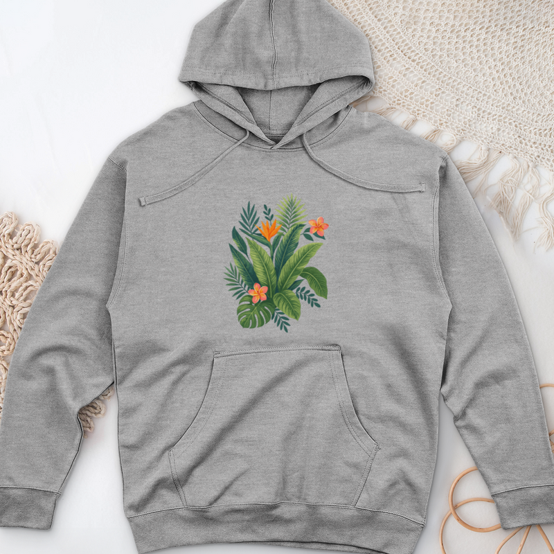 Tropical Banana Monstera Midweight Hooded Sweatshirt