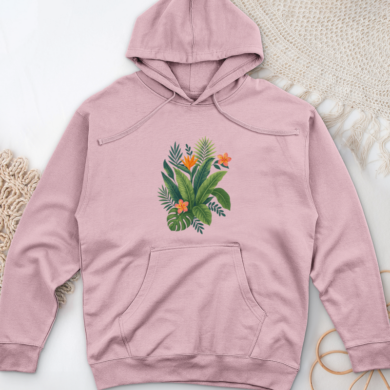 Tropical Banana Monstera Midweight Hooded Sweatshirt