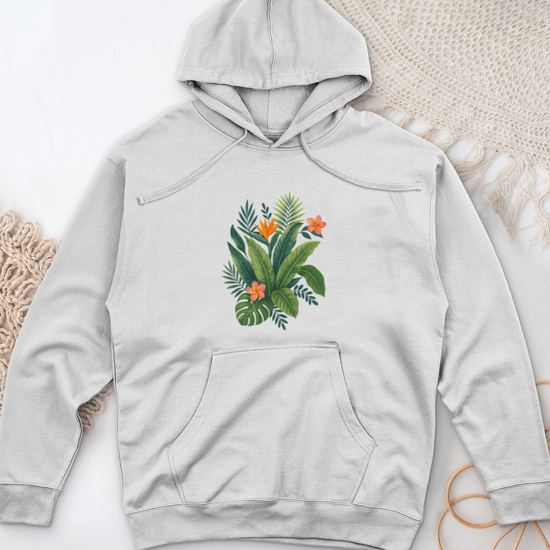 Tropical Banana Monstera Midweight Hooded Sweatshirt