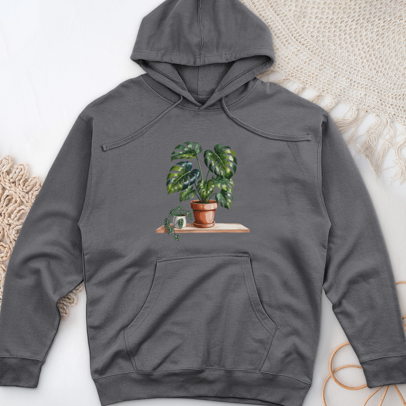 Watercolor Indoor Houseplants Midweight Hooded Sweatshirt