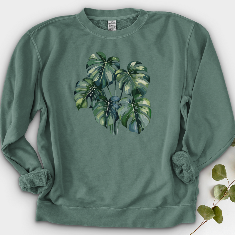 Watercolor Tropical Monstera Plant Crewneck
