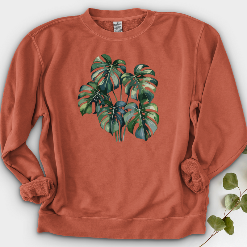 Watercolor Tropical Monstera Plant Crewneck