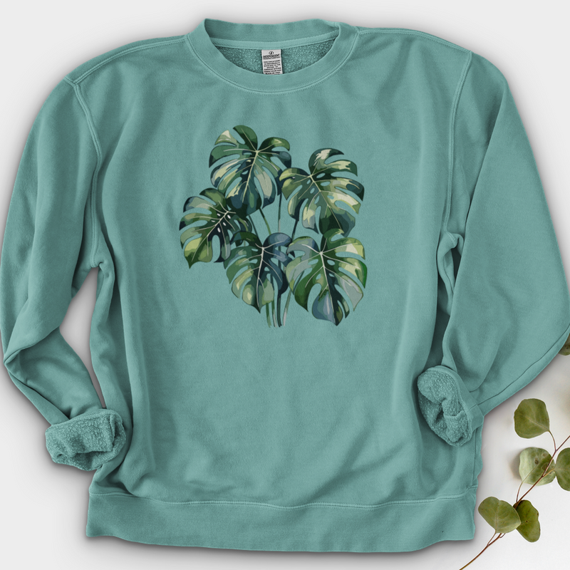 Watercolor Tropical Monstera Plant Crewneck
