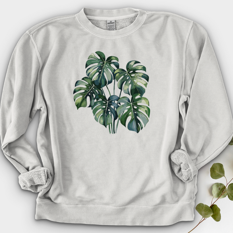 Watercolor Tropical Monstera Plant Crewneck